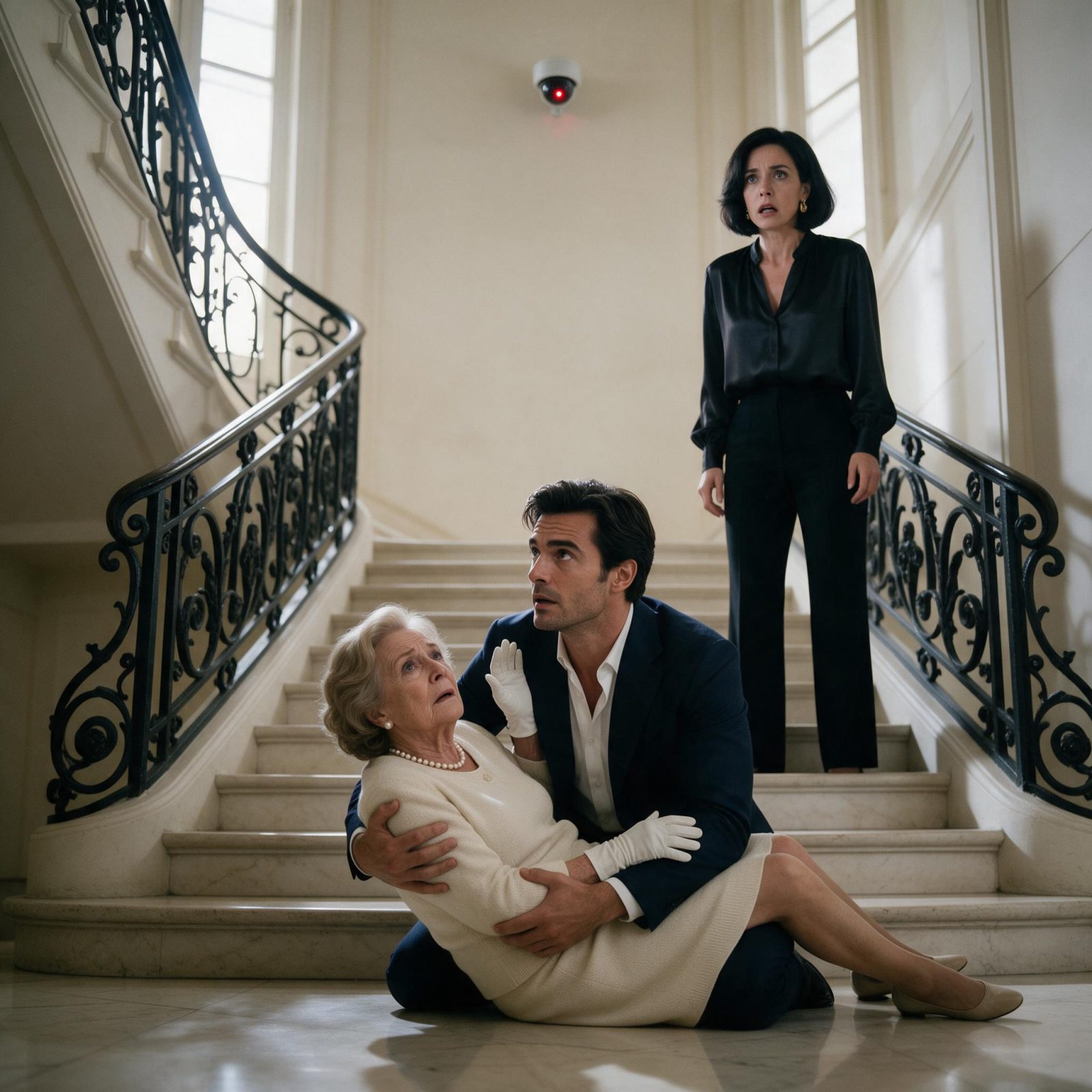 SA FEMME A POUSSÉ SA MÈRE DANS LES ESCALIERS… MAIS LA VIEILLE DAME A LEVÉ SA MAIN TREMBLANTE VERS LA CAMÉRA QUI CLIGNOTAIT ENCORE