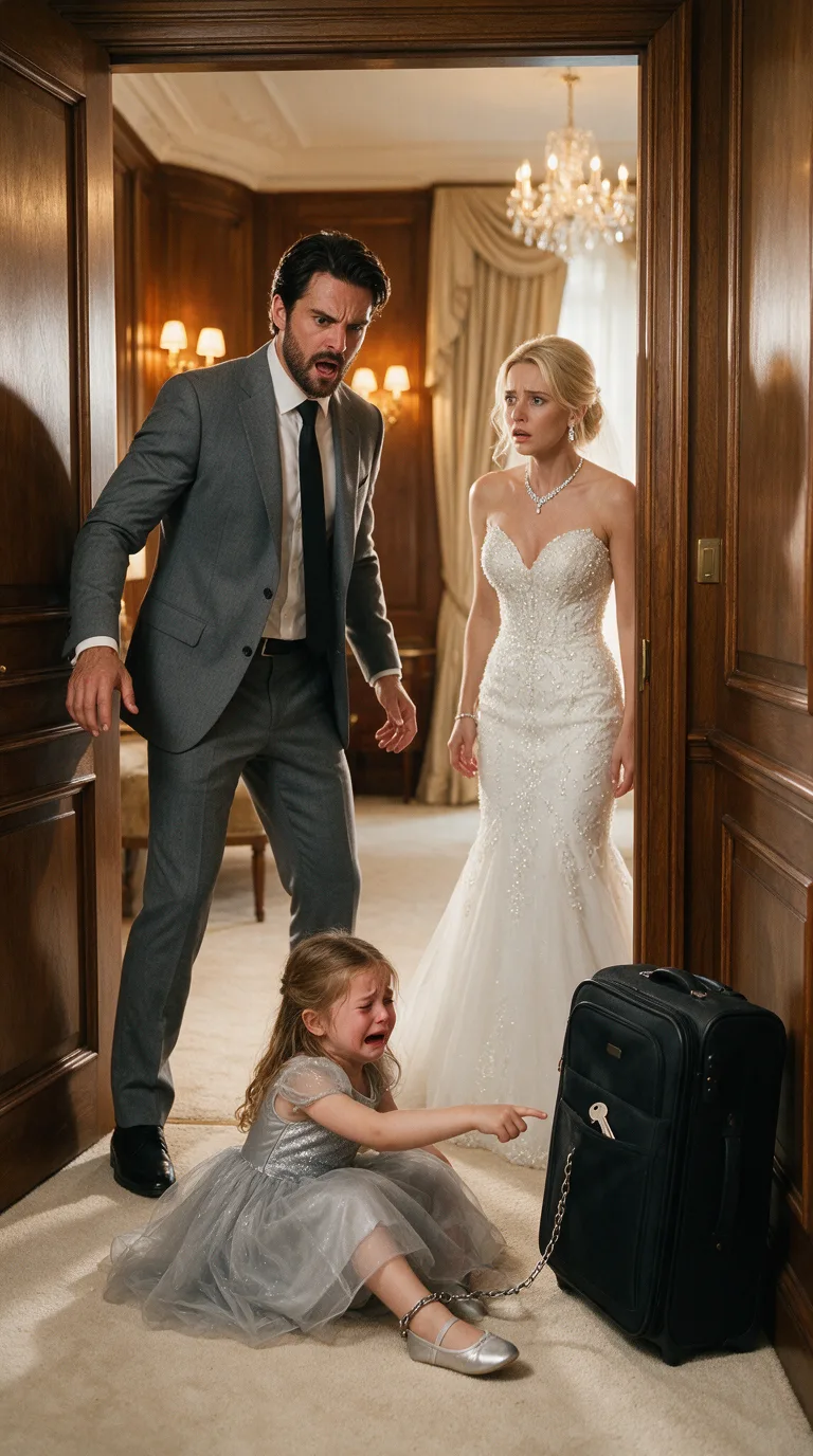 IL EST RENTRÉ AVANT LA CÉRÉMONIE ET A TROUVÉ SA FILLE ENCHAÎNÉE AU SOL… MAIS CE QU’IL A VU DANS LA VALISE DE LA MARIÉE A DÉTRUIT LE MARIAGE