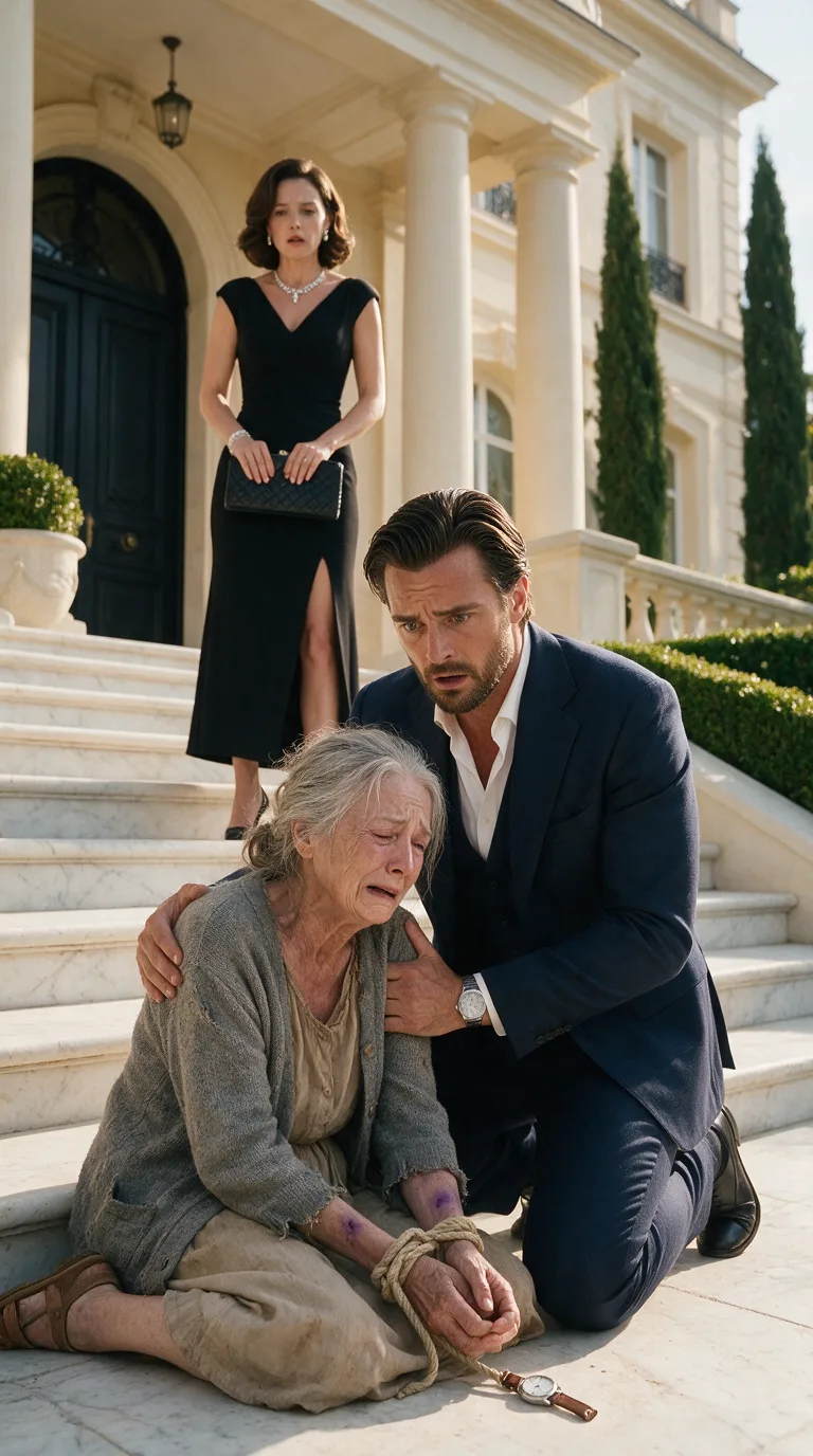 LE MILLIONNAIRE EST REVENU AU MANOIR POUR L’HÉRITAGE… MAIS QUAND IL A VU LA VIEILLE FEMME ATTACHÉE AVEC LA MONTRE DE SON PÈRE, IL A COMPRIS QUE TOUT ÉTAIT UN MENSONGE