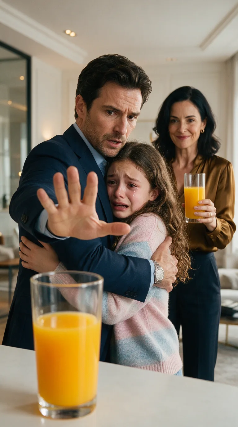 SA FILLE PLEURAIT DANS SES BRAS… MAIS QUAND SA FEMME A APPROCHÉ LE VERRE DE JUS D’ORANGE, LE PÈRE A COMPRIS QUE LE DANGER VIVAIT CHEZ LUI