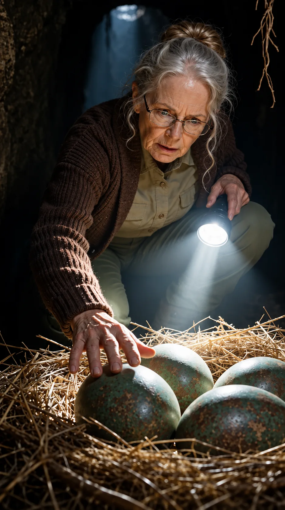 THE 70-YEAR-OLD WOMAN FOUND GIANT EGGS DEEP INSIDE A CAVE… THEN SHE HEARD SOMETHING SCRAPING BEHIND HER