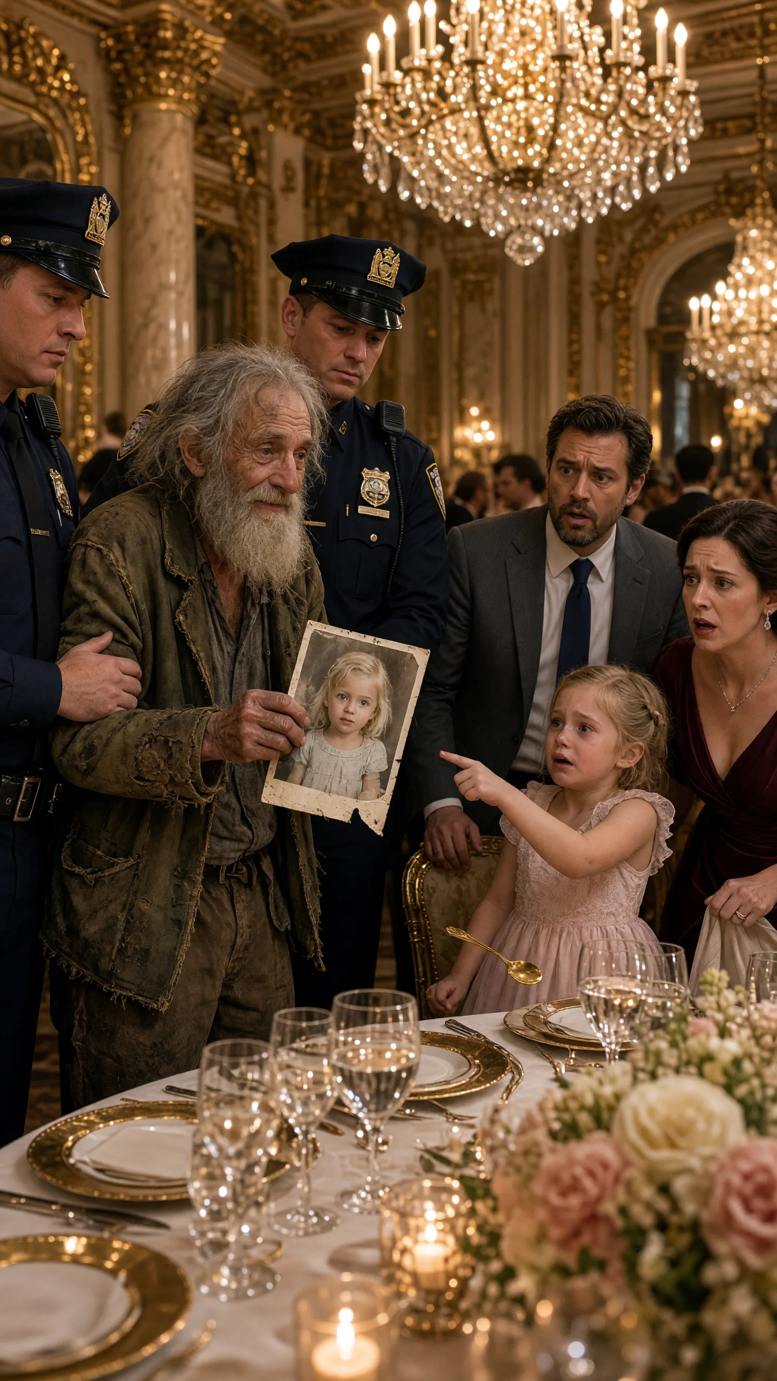 THE HOMELESS OLD MAN WAS BROUGHT INTO THE GALA BY POLICE… THEN THE LITTLE GIRL POINTED AT HIM AND SAID, “HE KEEPS VISITING MOM’S GRAVE”