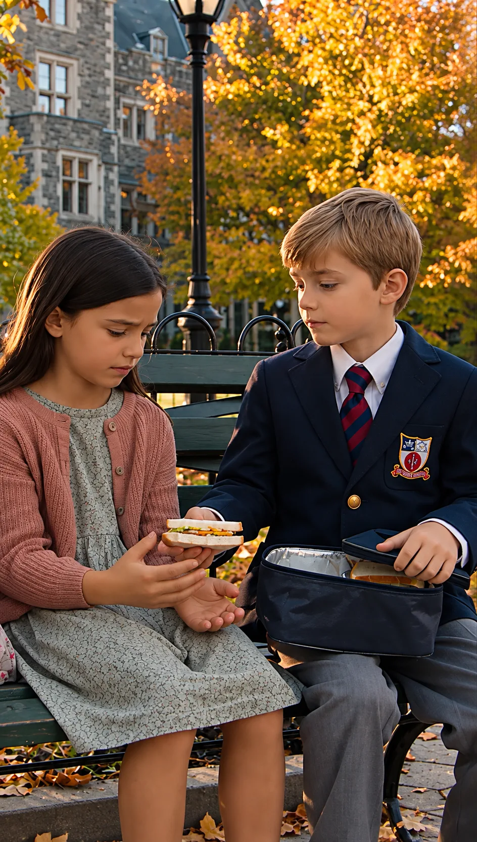 THE RICH BOY SHARED HIS LUNCH WITH A LONELY GIRL… THEN SHE SHOWED HIM A PHOTO THAT MADE HIS FATHER WHISPER, “CLAIRE?”