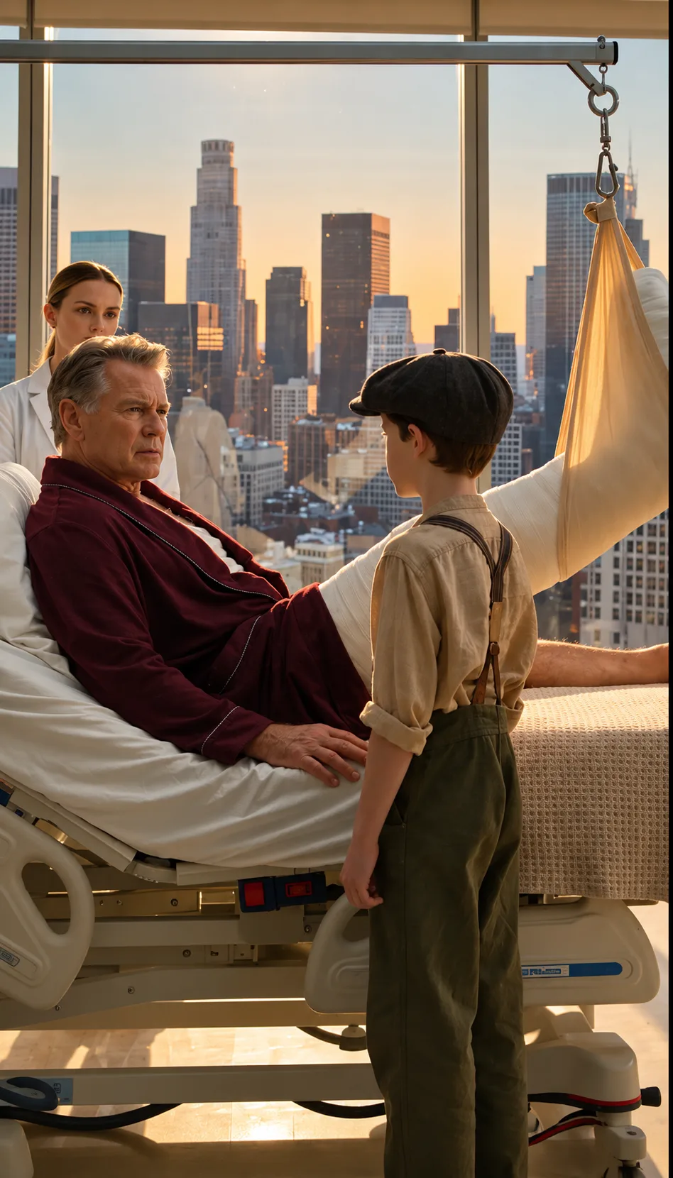 THE BOY LOOKED AT THE BILLIONAIRE’S MASSIVE CAST AND SAID, “MY DAD SAID YOUR LEG WASN’T BROKEN WHEN THEY BROUGHT YOU UPSTAIRS”