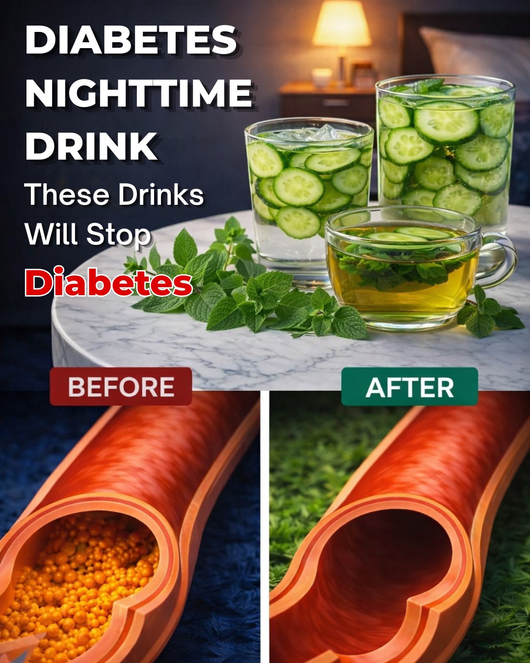 Top 7 BEST Drinks Diabetics MUST Drink at Night! ( Lower Blood Sugar )