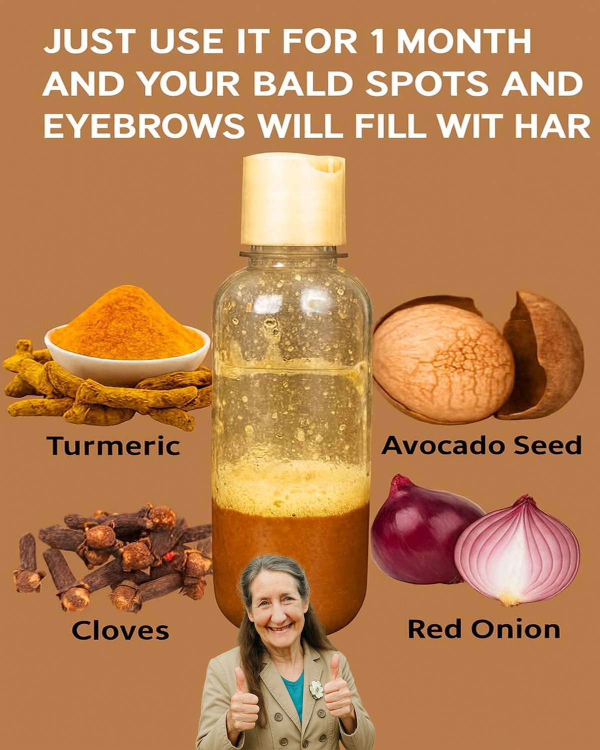 DIY Turmeric & Avocado Seed Hair Growth Tonic: Regrow Bald Spots and Thicken Eyebrows Naturally