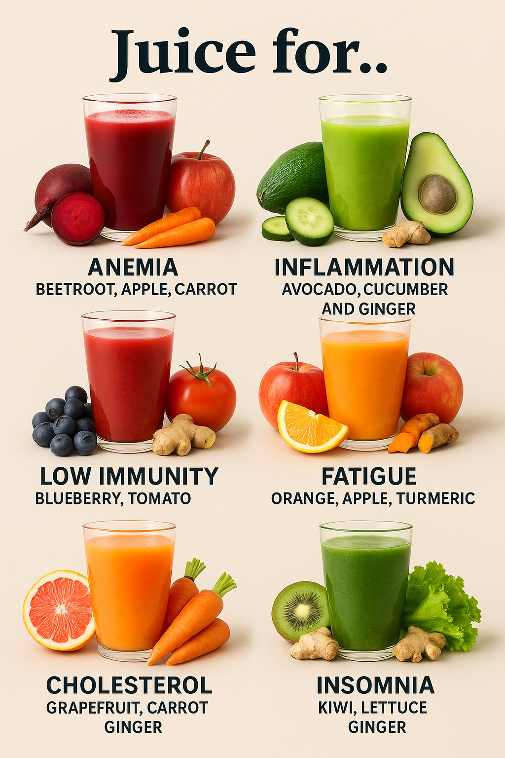 6 Powerful Juice Recipes to Naturally Help Anemia, Inflammation, Fatigue, Low Immunity, High Cholesterol, and Insomnia