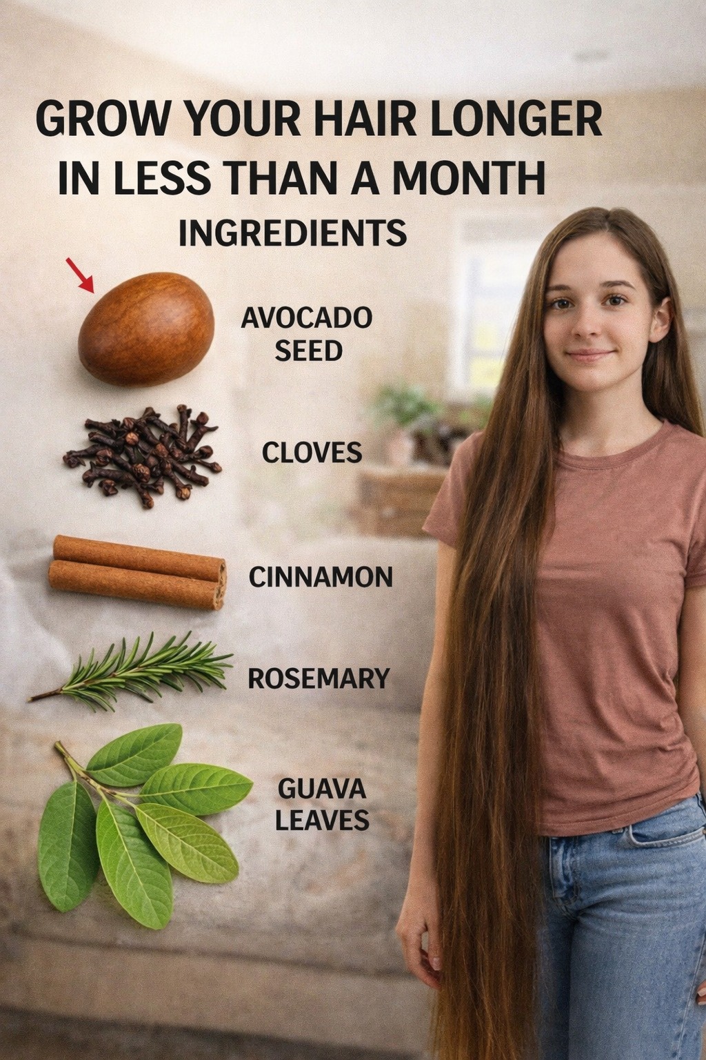 Homemade Hair Growth Tonic: Grow Your Hair Faster with Avocado Seed, Cloves, Cinnamon, Rosemary, and Guava Leaves