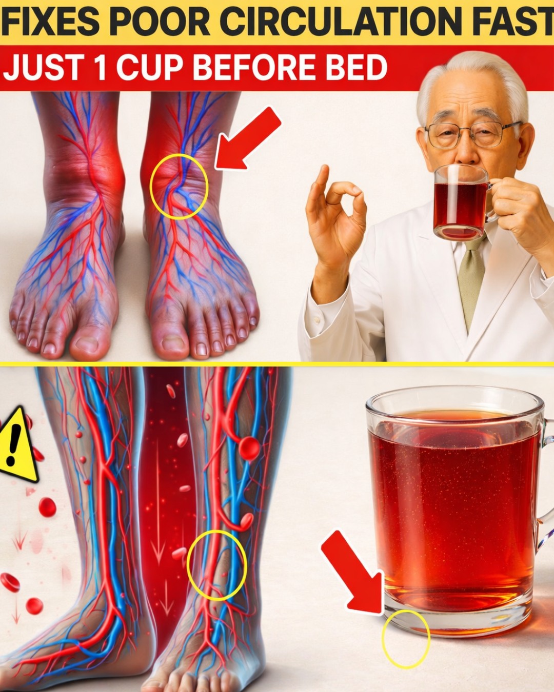 SENIORS: Just 1 Cup of THIS Drink Before Bed Restores Blood Flow to Legs & Feet in as Little as 24 Hours