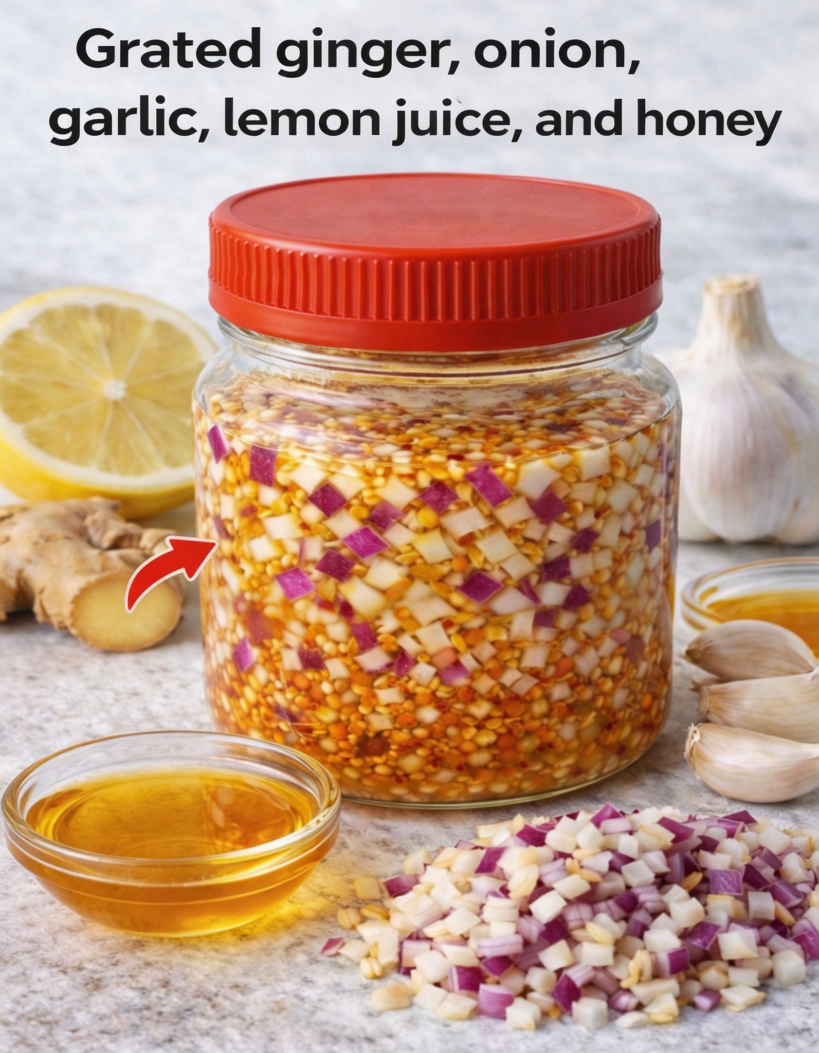 How to Make This Easy Grated Ginger, Onion, Garlic, Lemon Juice, and Honey Mixture in Your Kitchen