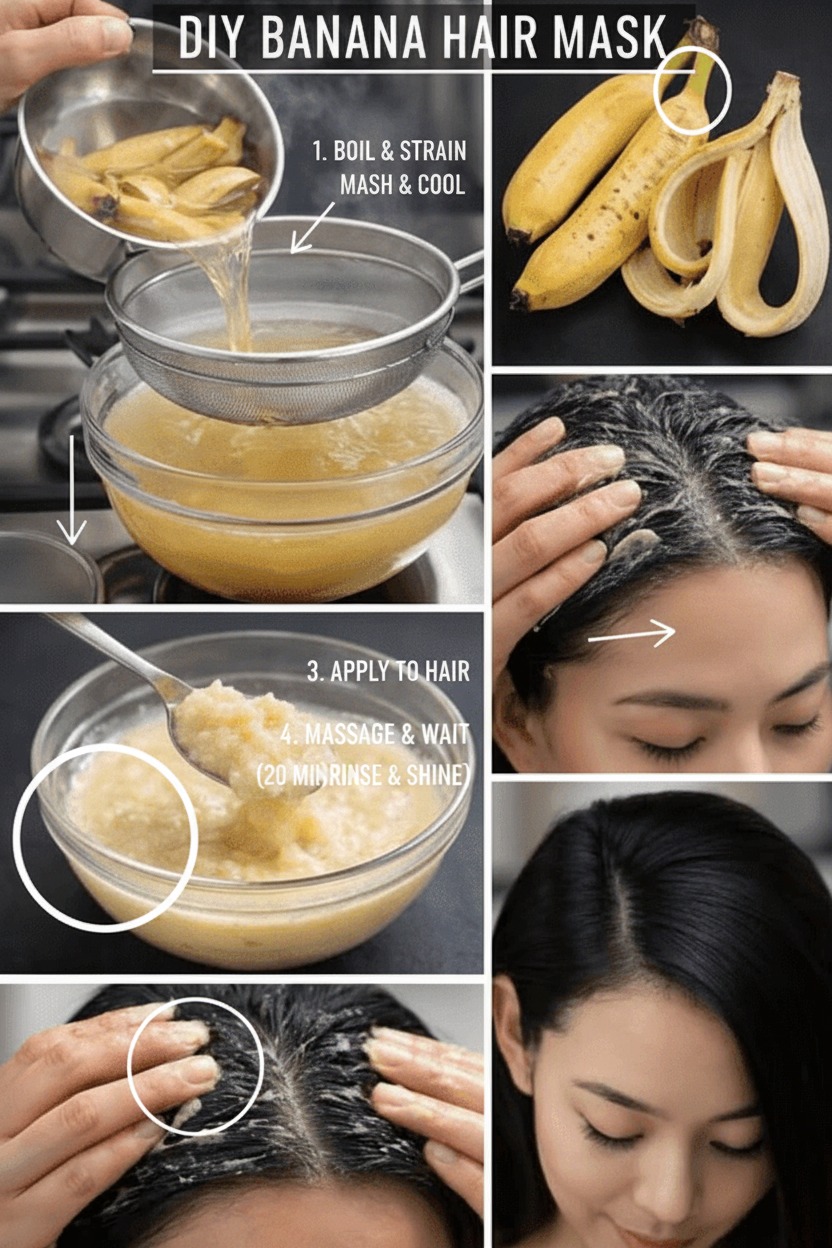 Gray Hair BE GONE! Turn White Hair Black in a SHOCKING 3 Minutes + Unleash RAPID Hair Growth with THIS Banana Peel Hack (The Viral Secret Everyone’s Raving About)!