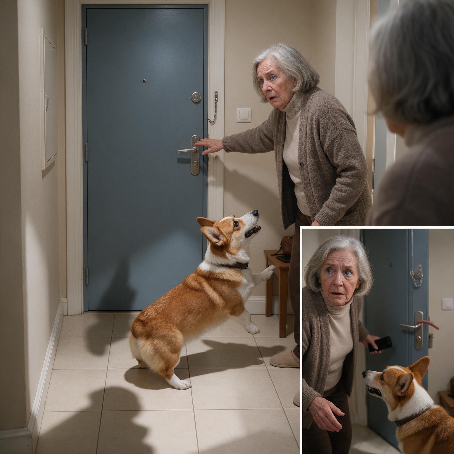 LA ANCIANA ESTABA A PUNTO DE ENTRAR EN SU PISO… PERO CUANDO SU CORGI BLOQUEÓ LA PUERTA, ALGUIEN MOVIÓ EL BUZÓN DESDE DENTRO