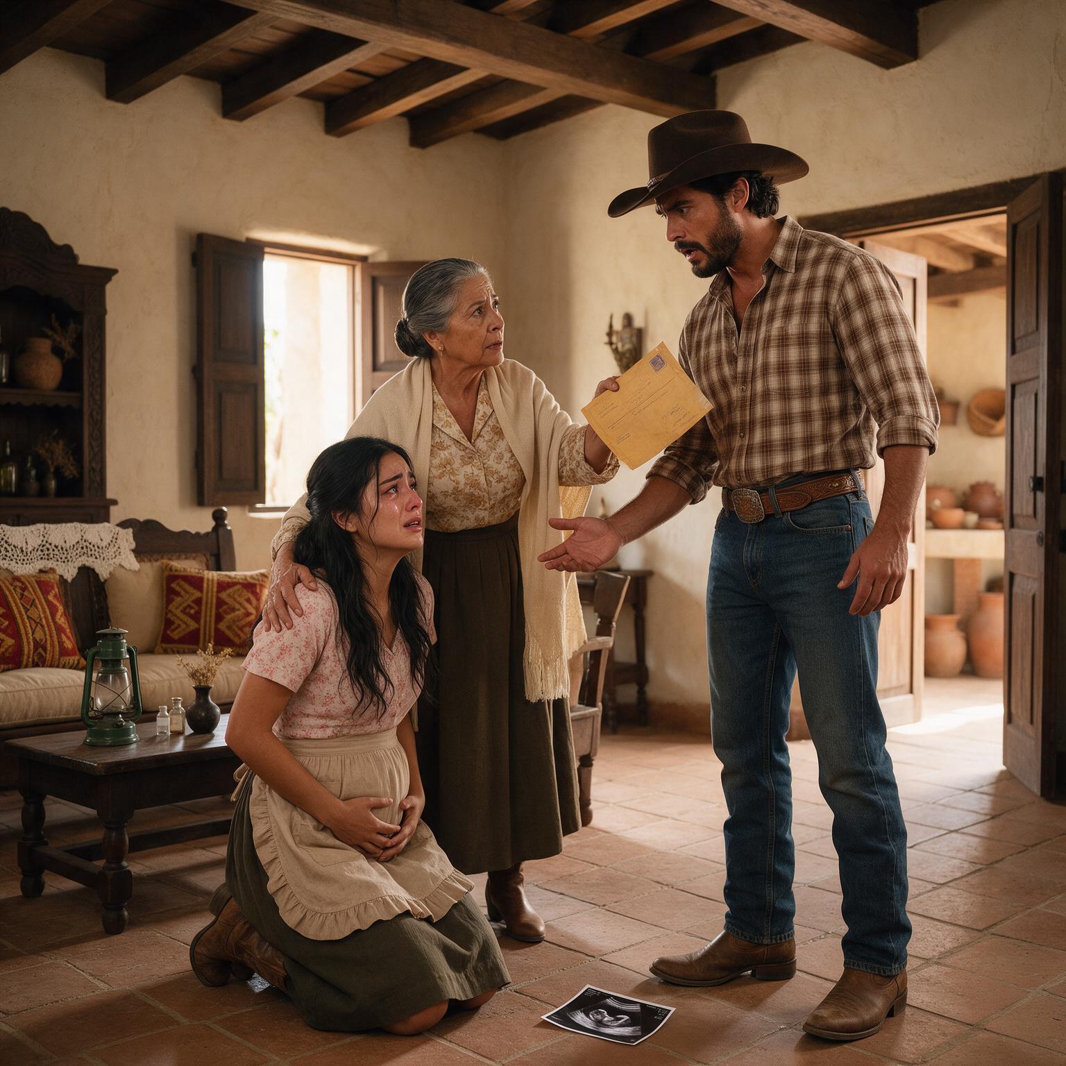 LA SIRVIENTA LE MOSTRÓ UNA PRUEBA POSITIVA AL DUEÑO DE LA HACIENDA… PERO CUANDO ÉL JURÓ QUE ERA ESTÉRIL, SU MADRE CONFESÓ LA MENTIRA QUE PODÍA QUITARLE TODA LA HERENCIA