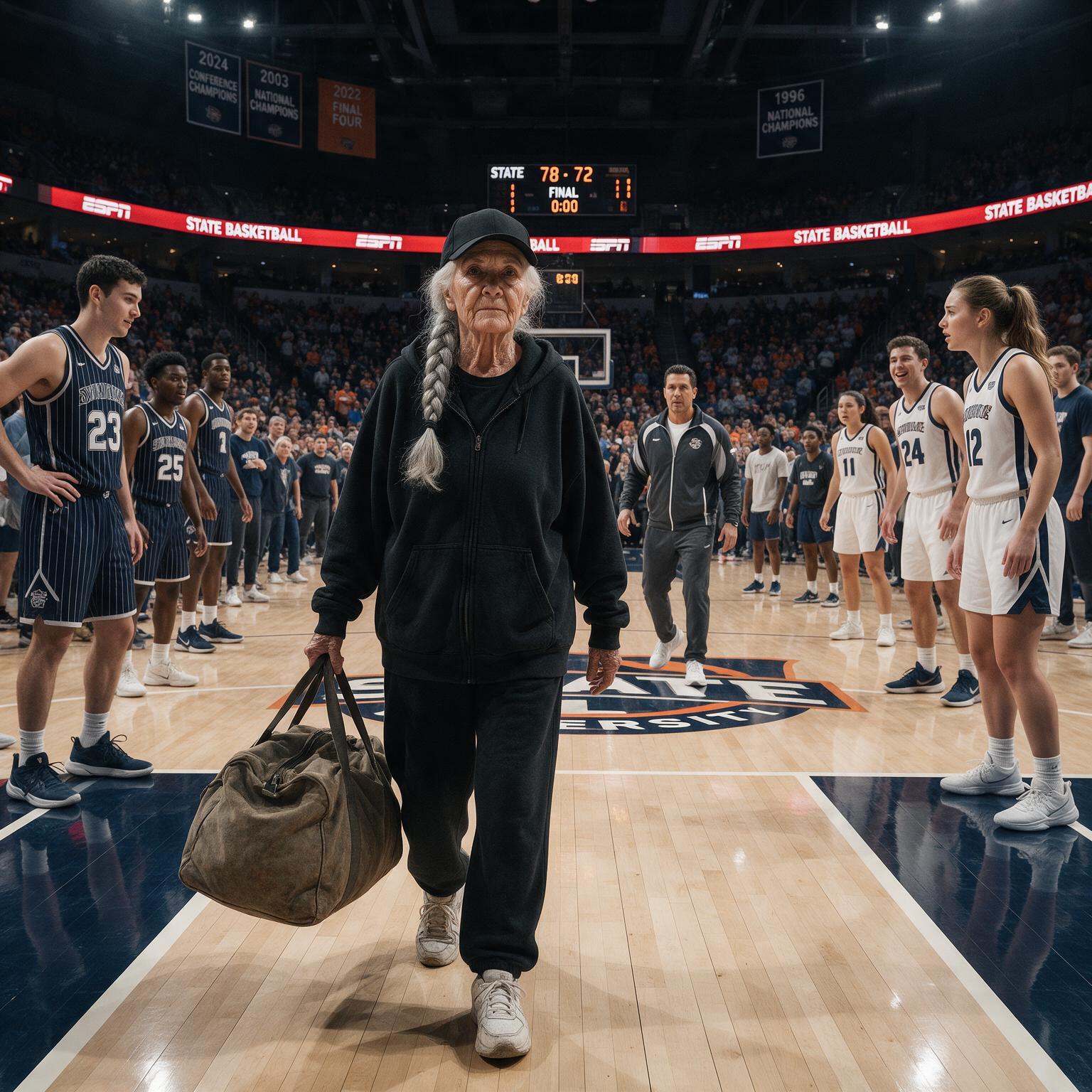 TODOS SE RIERON DE LA ANCIANA QUE ENTRÓ EN LA CANCHA CON UNA VIEJA BOLSA… PERO CUANDO EL ENTRENADOR DIJO «CARMEN», EL DUEÑO DEL EQUIPO SE LEVANTÓ DE SU ASIENTO