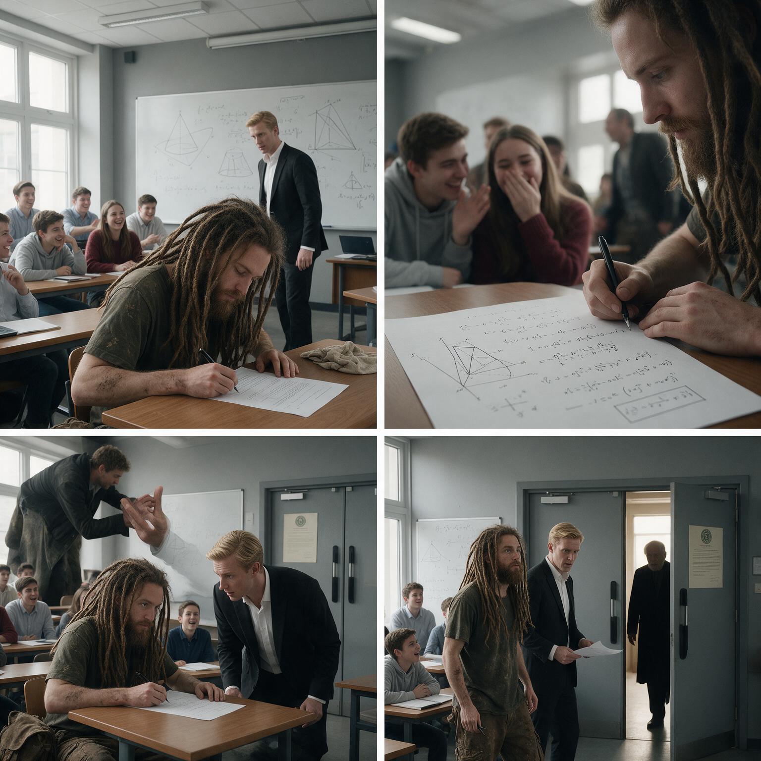 TODOS SE RIERON DEL HOMBRE CON RASTAS DURANTE EL EXAMEN… PERO CUANDO EL PRESIDENTE ENTRÓ Y DIJO «PROFESOR RIVAS», NADIE VOLVIÓ A MIRARLO COMO A UN VAGABUNDO