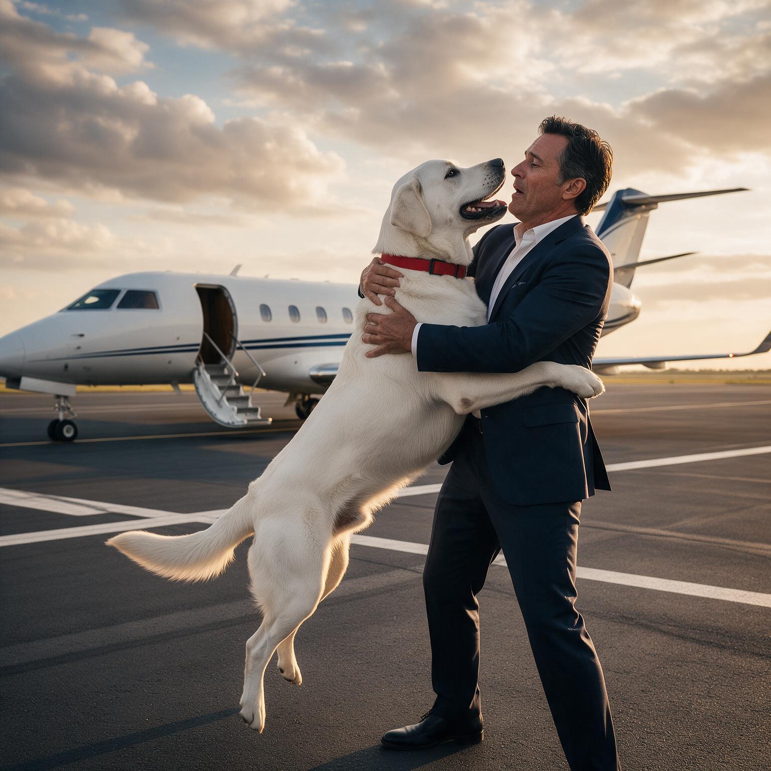 EL PERRO GIGANTE NO DEJABA QUE ALEJANDRO SUBIERA A SU JET PRIVADO… PERO CUANDO MIRÓ HACIA LA PUERTA DEL AVIÓN, ENTENDIÓ QUE BRUNO ESTABA INTENTANDO SALVARLO