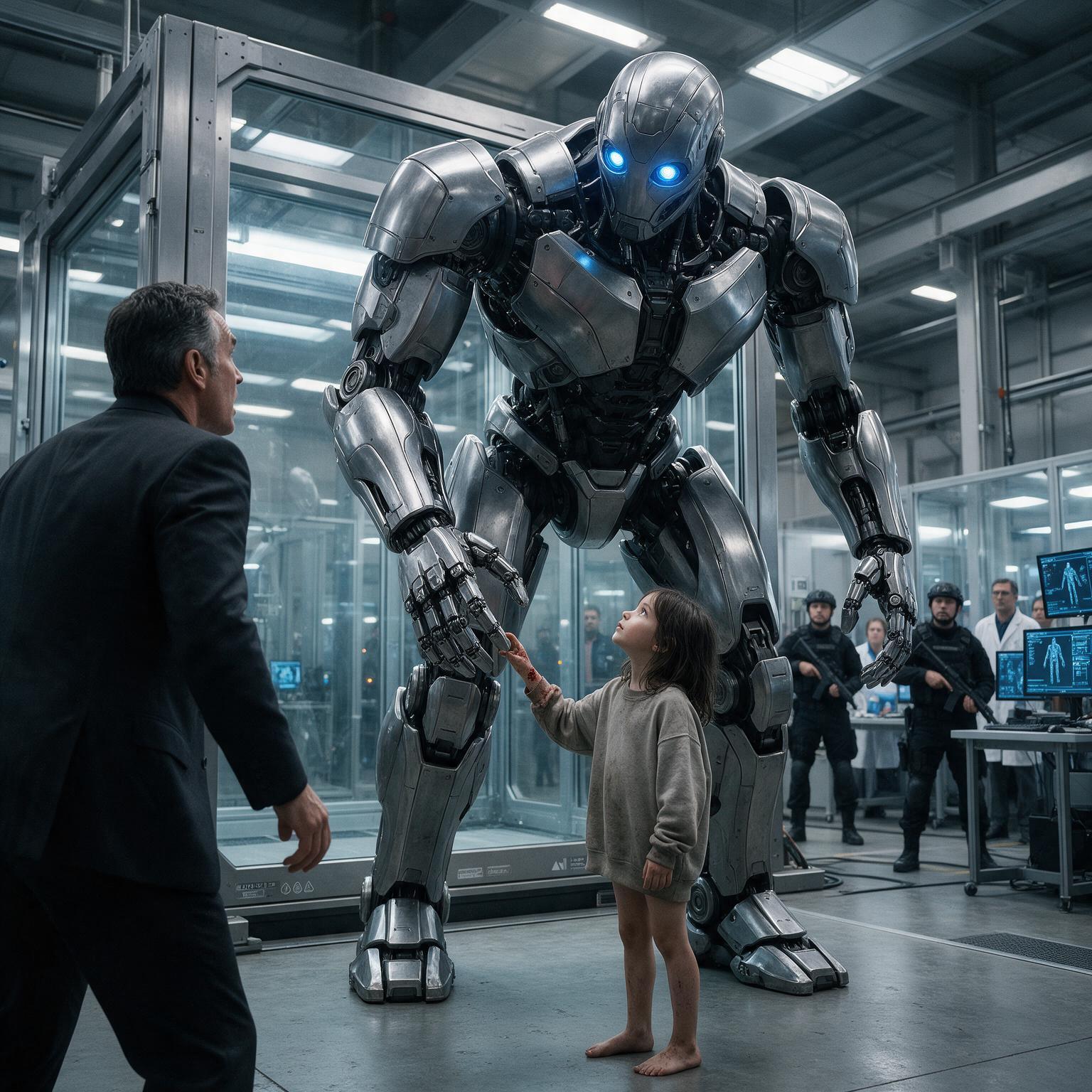 LA NIÑA TOCÓ AL ROBOT GIGANTE Y SUS OJOS SE ENCENDIERON… PERO CUANDO SOFÍA SUSURRÓ «SABÍA QUE ME RECORDARÍAS», ALEJANDRO DESCUBRIÓ QUE LA MÁQUINA GUARDABA EL ROSTRO DE UNA MUJER MUERTA