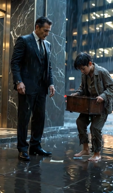 A billionaire mocked a little shoeshine boy in the rain… until he discovered the child had just saved his daughter’s life.