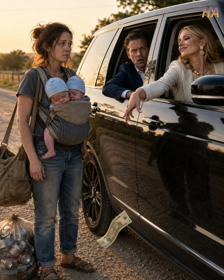 He Laughed When He Found His Ex-Wife Walking a Country Road With Twin Babies… Until One Look From Her Made Him Question the Woman Sitting Beside Him