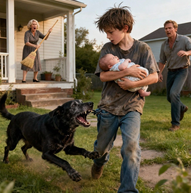 Abused by His Stepmother and Left Hungry, the Seven-Year-Old Boy Still Loved  His Baby Brother with All His Heart. Then One Day, the Family’s Black Dog Suddenly Lunged at Him, Barking Furiously. When They Checked His Clothes, They Were Horrified by What They Found…