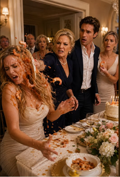 MY HUSBAND BROUGHT HIS FIRST LOVE TO HIS MOTHER’S BIRTHDAY—THEN MY MOTHER-IN-LAW THREW A SCALDING SHRIMP PLATTER INTO HER FACE
