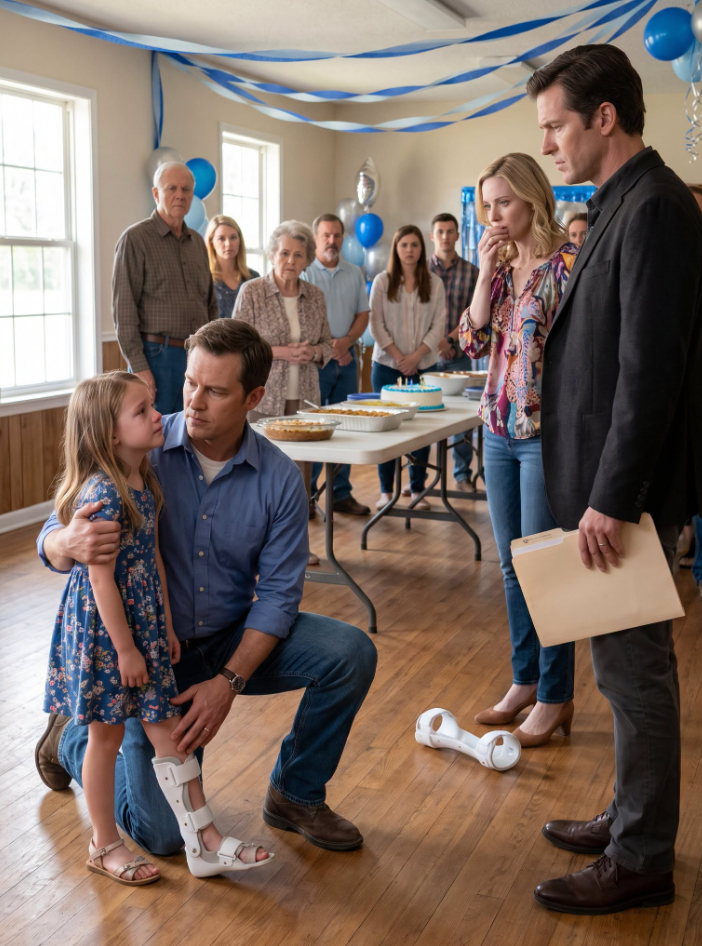 At my father’s birthday party, my ex-wife’s sister ripped the medical brace off my 6-year-old daughter’s leg and shouted, “Stop acting hurt. You just want pity.” Maddie hit the floor and cried that she couldn’t stand. The room went silent, then some of them laughed. Not one adult moved to help her. What they didn’t know was that her surgeon had just walked in and saw everything.