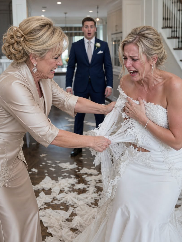 MY MOTHER-IN-LAW TORE MY WHITE DRESS IN FRONT OF EVERYONE—THE NEXT MORNING, HER KEY NO LONGER WORKED