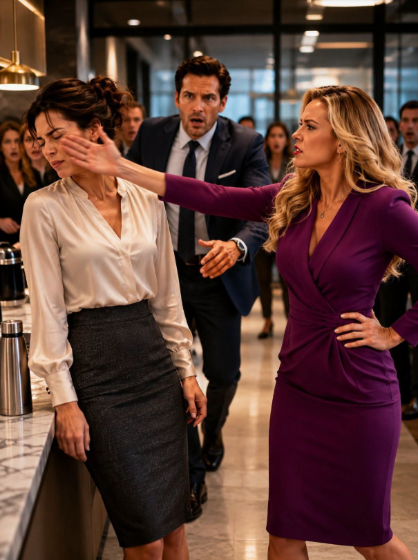 HIS SECRETARY SLAPPED ME FOR TOUCHING MY HUSBAND’S WATER BOTTLE—THEN THE SECURITY FOOTAGE REVEALED WHO TRULY OWNED THE COMPANY