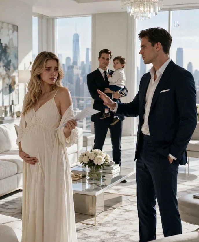 MY HUSBAND TOLD ME TO SIGN THE DIVORCE AND END MY PREGNANCY, BUT HE WENT SILENT WHEN NEW YORK’S RICHEST HEIR HELD MY SON AND CALLED HIMSELF DAD