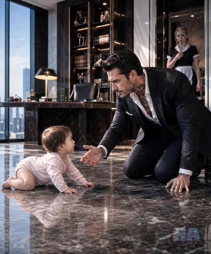 THE BILLIONAIRE MAFIA SOVEREIGN WAS READY TO DISMISS HIS INVISIBLE MAID — UNTIL HER 9-MONTH-OLD BABY CRAWLED UNDER HIS DESK WEARING HIS DEAD BROTHER’S MEDAL