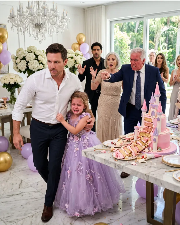 AT MY DAUGHTER’S TENTH BIRTHDAY, MY FAMILY’S GOLDEN SON SHOVED HER FACE INTO THE CASTLE CAKE I SPENT THREE NIGHTS MAKING. MY FATHER TOLD ME, “APOLOGIZE TO YOUR BROTHER OR LOSE THIS FAMILY AND YOUR INHERITANCE.” I WALKED OUT WITH MY CHILD AND NEVER RETURNED. FIVE YEARS LATER, I ENTERED THEIR BOARDROOM AT 12:53 AND PLACED A YELLOW FOLDER IN FRONT OF THE BROTHER WHO STILL THOUGHT I WAS NOBODY