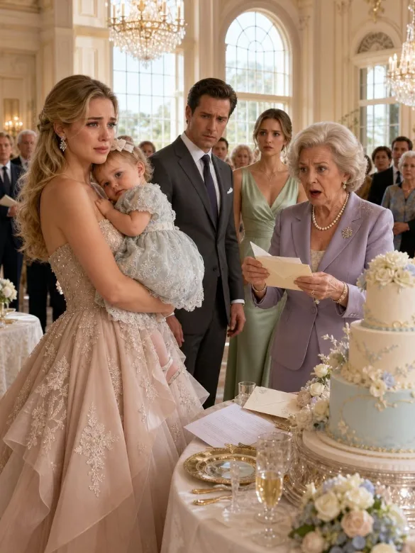 AT MY DAUGHTER’S FIRST BIRTHDAY, MY MOTHER IN LAW TOLD FORTY GUESTS, “IT’S TIME TO NAME HER REAL FATHER.” MY HUSBAND STAYED SILENT, SO I PLACED TWO ENVELOPES BESIDE THE CAKE. SHE SMILED AT THE FIRST, UNTIL I SLID HER THE SECOND