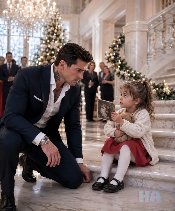 THE MAFIA BOSS FOUND THE MAID’S THREE YEAR OLD DAUGHTER WAITING ALONE BENEATH HIS CHRISTMAS STAIRCASE, BUT THE WORN PHOTOGRAPH IN HER HAND EXPOSED WHY THE ONLY WOMAN HE HAD EVER LOVED DISAPPEARED, AND WHY HIS OWN MOTHER HAD SPENT FOUR YEARS MAKING SURE HE NEVER LEARNED HE HAD A CHILD