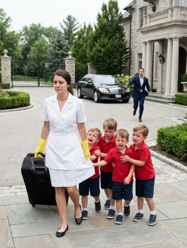 THE BILLIONAIRE CALLED HER A THIEF AND THREW HER OUT—MINUTES LATER, HIS THREE SONS CAME RUNNING AFTER HER IN TERROR