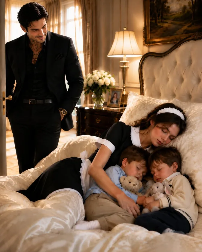 THE BILLIONAIRE FOUND HIS HOUSEKEEPER ASLEEP WITH HIS TWINS IN HIS DEAD WIFE’S BED—THEN SHE REVEALED WHAT THE BOYS HAD BEEN TRYING TO TELL HIM