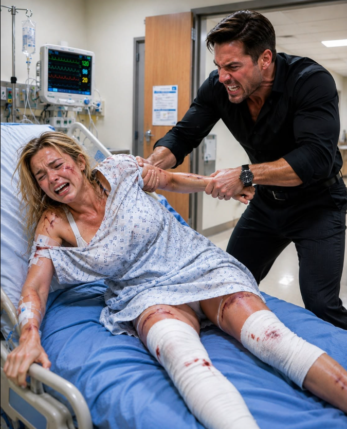 AFTER MY CAR ACCIDENT, MY HUSBAND STORMED INTO THE HOSPITAL AND TRIED TO DRAG ME OUT OF BED—THEN THE DOOR OPENED AND EVERYTHING CHANGED