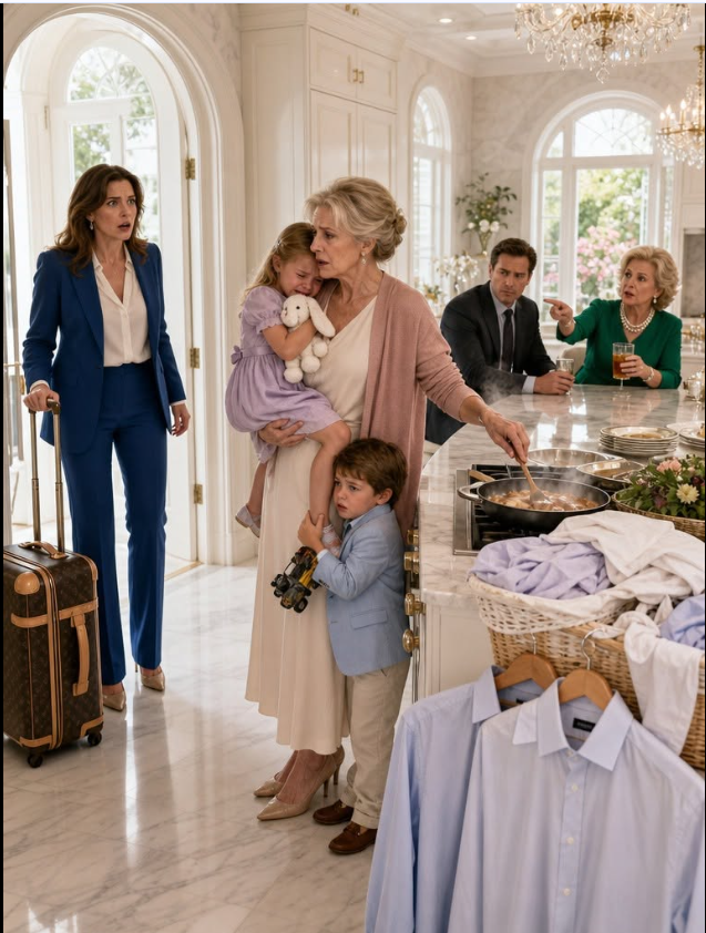 “YOUR MOTHER CAME HERE TO WORK, NOT TO REST,” MY MOTHER-IN-LAW SAID—BUT WHEN I CAME HOME EARLY AND SAW THE BRUISES ON MOM’S ARMS, I TOOK MY TWINS ACROSS THE STREET… AND MY HUSBAND WENT SILENT WHEN THE IRON GATES OPENED