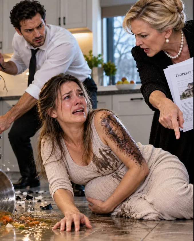 EIGHT MONTHS PREGNANT, I REFUSED TO SIGN MY LATE FATHER’S HOUSE OVER TO MY HUSBAND. MINUTES LATER, I WAS ON THE KITCHEN FLOOR WHILE HIS MOTHER TOLD HIM TO GRAB THE PROPERTY PAPERS BEFORE CALLING FOR HELP.