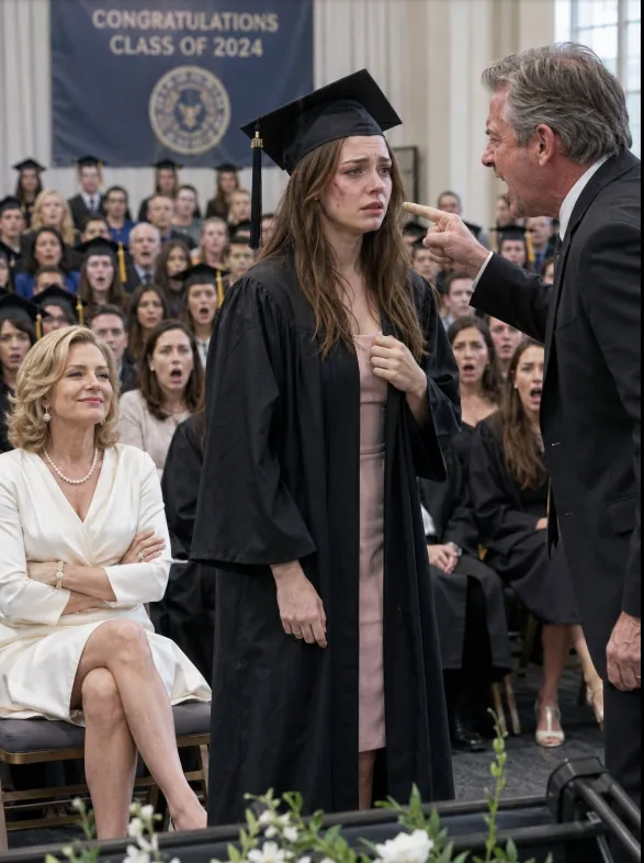 MY DAD STORMED THE STAGE AT MY GRADUATION AND HIT ME IN FRONT OF HUNDREDS OF PEOPLE: “YOU WASTED ALL OUR MONEY.” MY MOM LAUGHED AS I PICKED MY DIPLOMA UP FROM THE FLOOR. I DIDN’T CRY. I PULLED OUT MY PHONE AND SMILED—BECAUSE THAT MORNING, I HAD DISCOVERED MORE THAN $60,000 IN DEBT IN MY NAME… AND MY PARENTS HAD NO IDEA WHAT ELSE I’D FOUND.