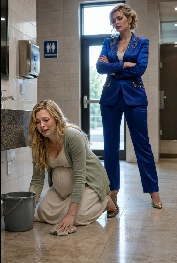PREGNANT WIFE WAS FORCED TO SCRUB A PUBLIC RESTROOM—THEN HER MOTHER WALKED IN AND RECOGNIZED THE WOMAN HOLDING THE CAMERA