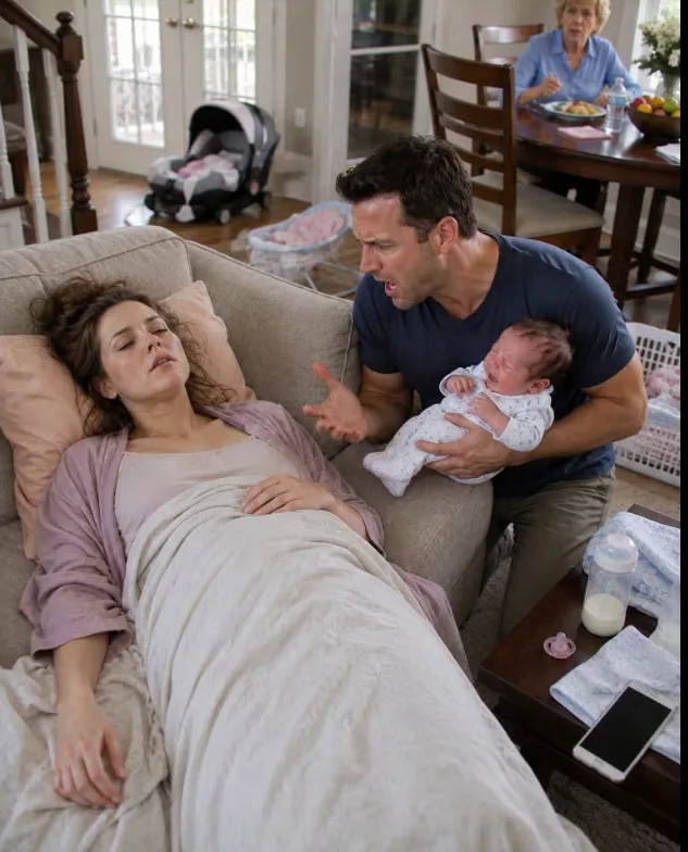 I CAME HOME EARLY AND FOUND MY WIFE UNCONSCIOUS ON THE COUCH WHILE MY MOTHER ATE THE DINNER SHE HAD FORCED HER TO COOK TWO DAYS AFTER GIVING BIRTH. WHEN MOM CALLED HER A “DRAMA QUEEN,” I FINALLY SAW THE WOMAN WHO RAISED ME FOR WHO SHE REALLY WAS—AND THE CALL I MADE NEXT LEFT HER SPEECHLESS.