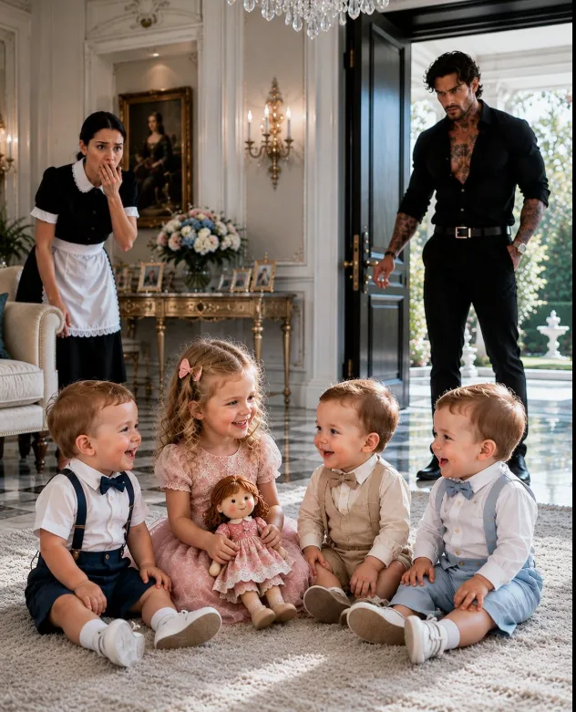 FOR TWO HOURS, THE MAFIA BOSS’S TRIPLETS SCREAMED WHILE DOCTORS AND NANNIES TRIED EVERYTHING. THEN THE MAID’S FOUR-YEAR-OLD DAUGHTER WALKED IN WITH AN OLD DOLL—AND DISCOVERED WHAT EVERY ADULT IN THE MANSION HAD MISSED.