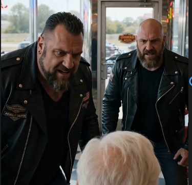 Look at him!” the biker leader roared.
