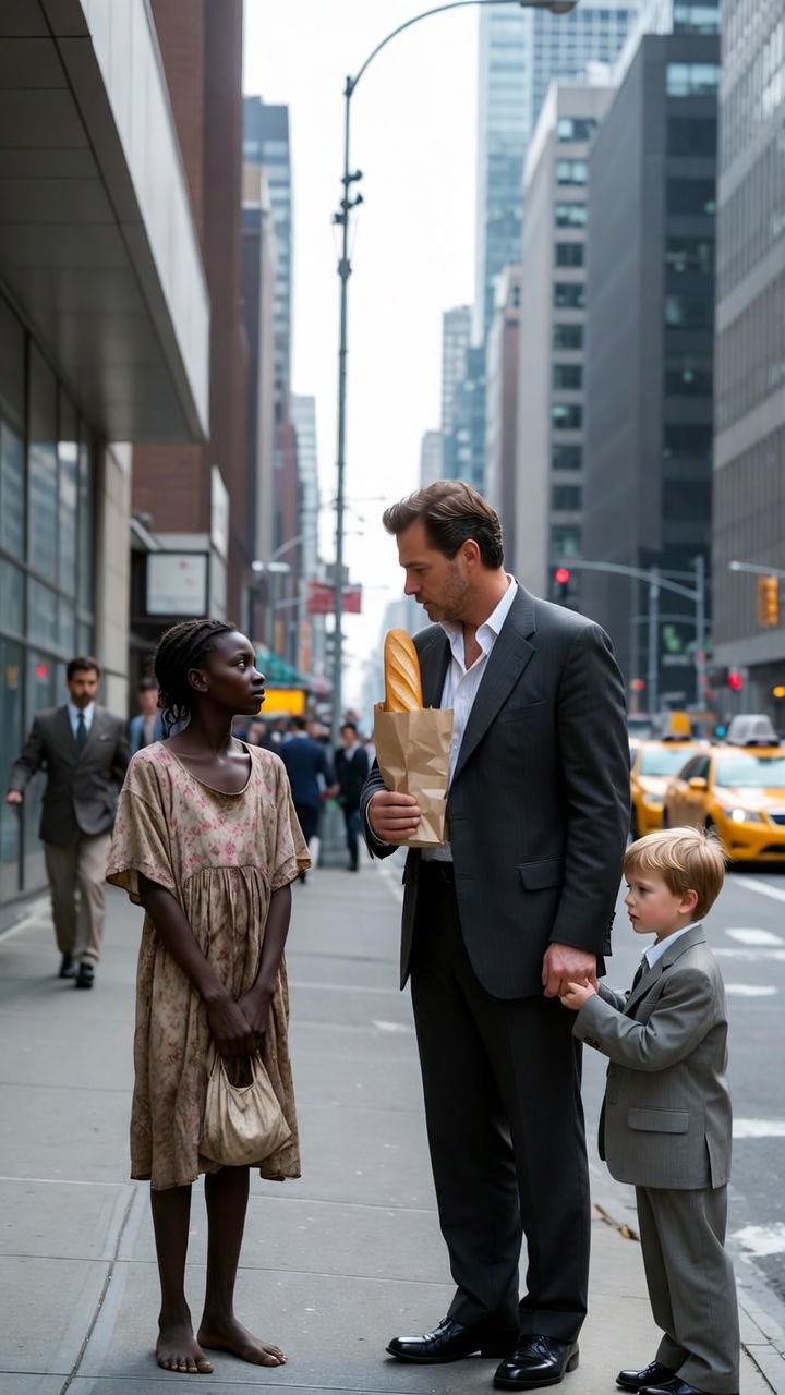 A Barefoot Girl Asked for Bread—Seconds Later, a Billionaire Fell to His Knees When His Silent Son Spoke