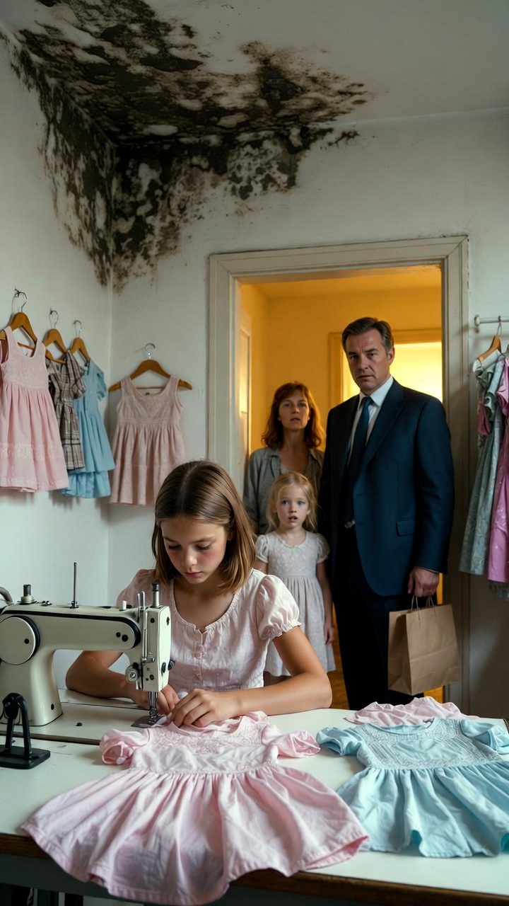 The Millionaire Followed a Humming Sound Behind a Locked Boutique Door—And Found a Hidden Girl Sewing His Daughter’s Dress in Secret