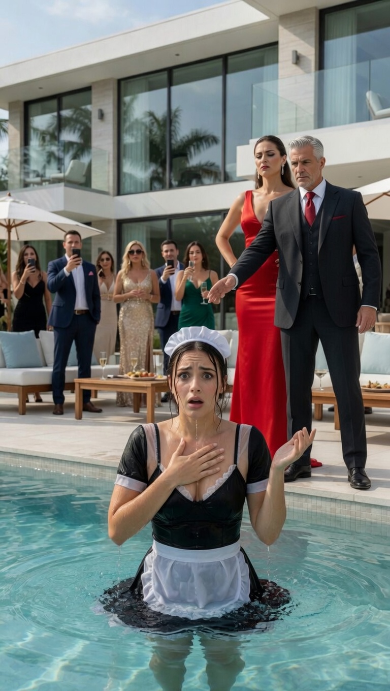 “They Pushed a Waitress Into the Pool and Laughed—Until the Club’s New Owner Stepped In and Turned Everything Around”