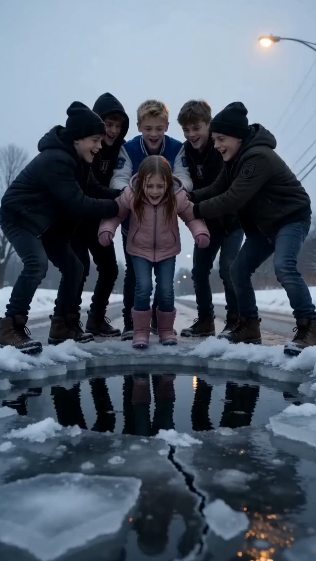 A High School Bully Thought He Was Untouchable.Then He Pushed My Nine-Year-Old Sister Into Freezing Sludge. Twenty Combat-Hardened Veterans Just Stepped Out Of The Trucks. The Look On His Face Is Going Viral.