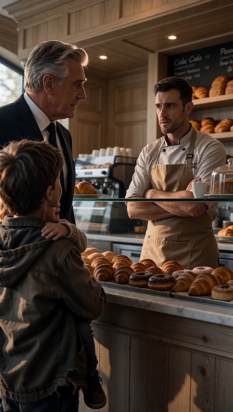 THE BILLIONAIRE STOOD UP FOR A HUNGRY BOY… THEN THE CHILD WHISPERED: “SHE FOUND US.” 👇