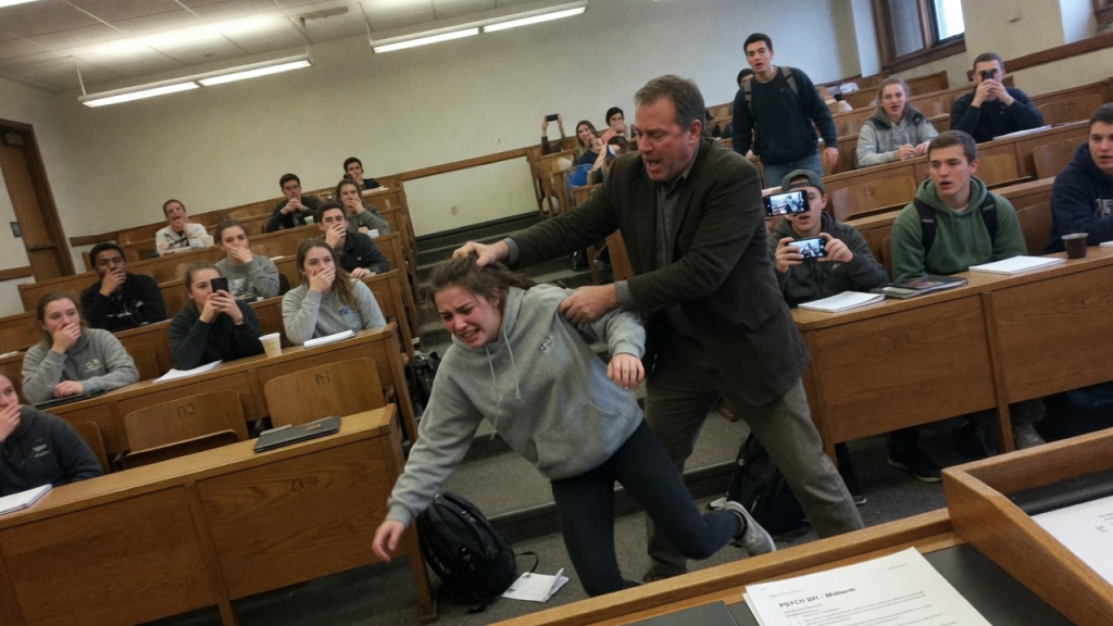 PROFESSOR DRAGS STUDENT ACROSS HALL FOR “FRAUD”—HE HAD NO IDEA HER 50 MILLION DOLLAR LEGAL TEAM WAS READY TO BURY HIM ALIVE.