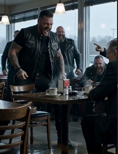 THE BIKERS MOCKED AN OLD MAN IN A DINER — THEN THE GOVERNOR’S SECURITY CONVOY SURROUNDED THE BUILDING